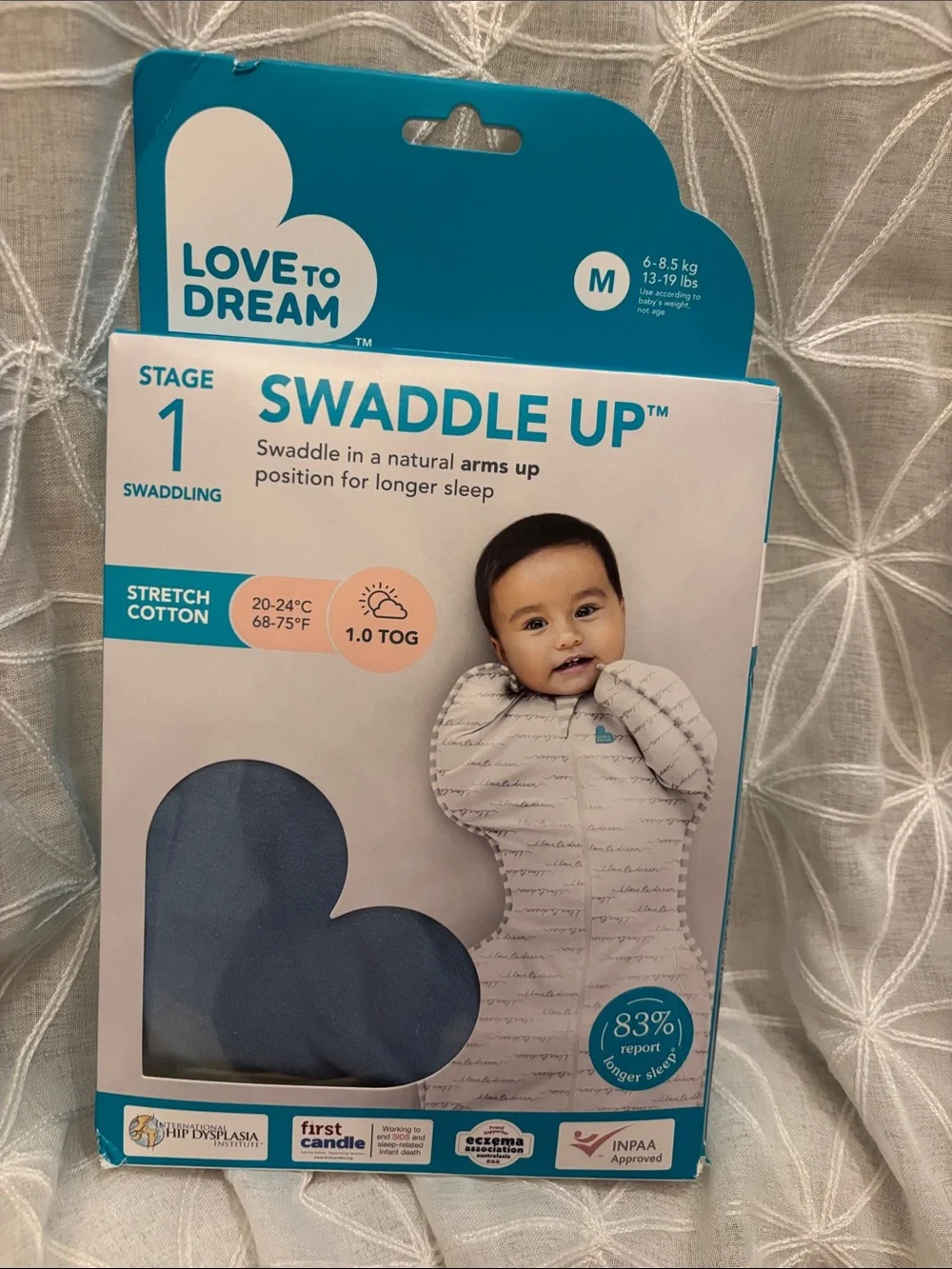 Love to Dream Swaddle Up Stage 1 Baby Sleep Suit - Blue - M
